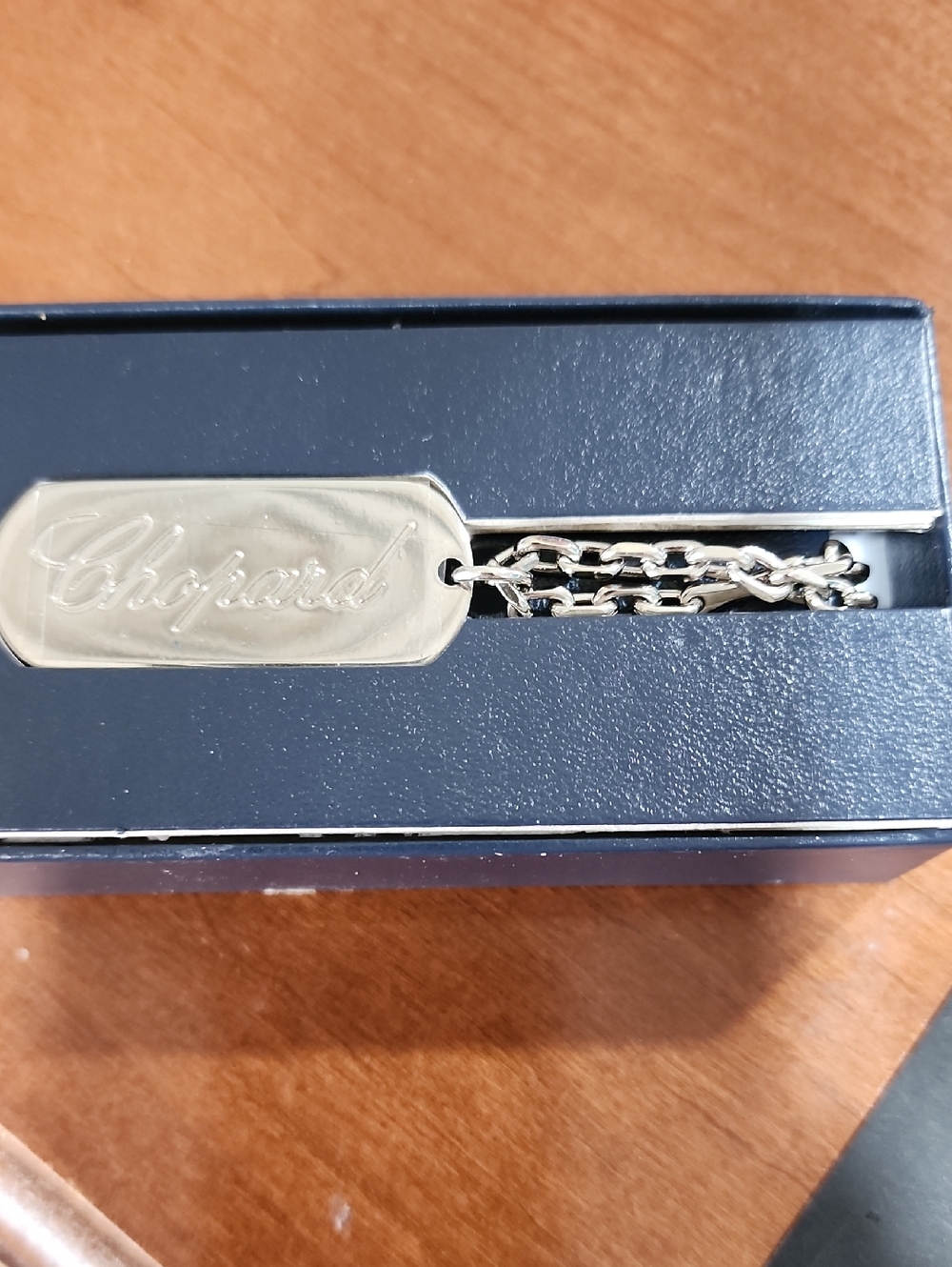 Chopard Silver-tone Engraved Dog Tag Pendant